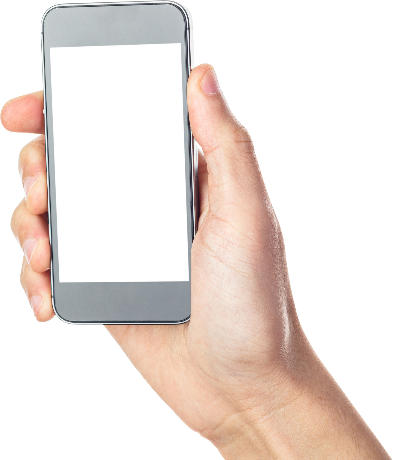 Hand holding black smartphone